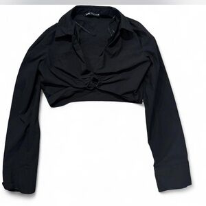 Zara black long sleeve cropped shirt